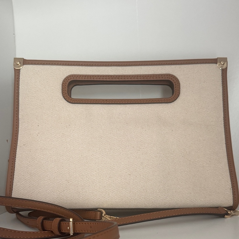 Michael Kors Jane Large Cotton Canvas Clutch Crossbody Bag EUC - Picture 5 of 11